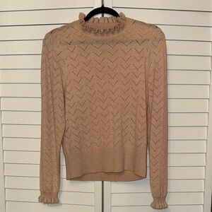 J. Crew 100% Cashmere pointelle mockneck sweater NWOT lightweight blush color M